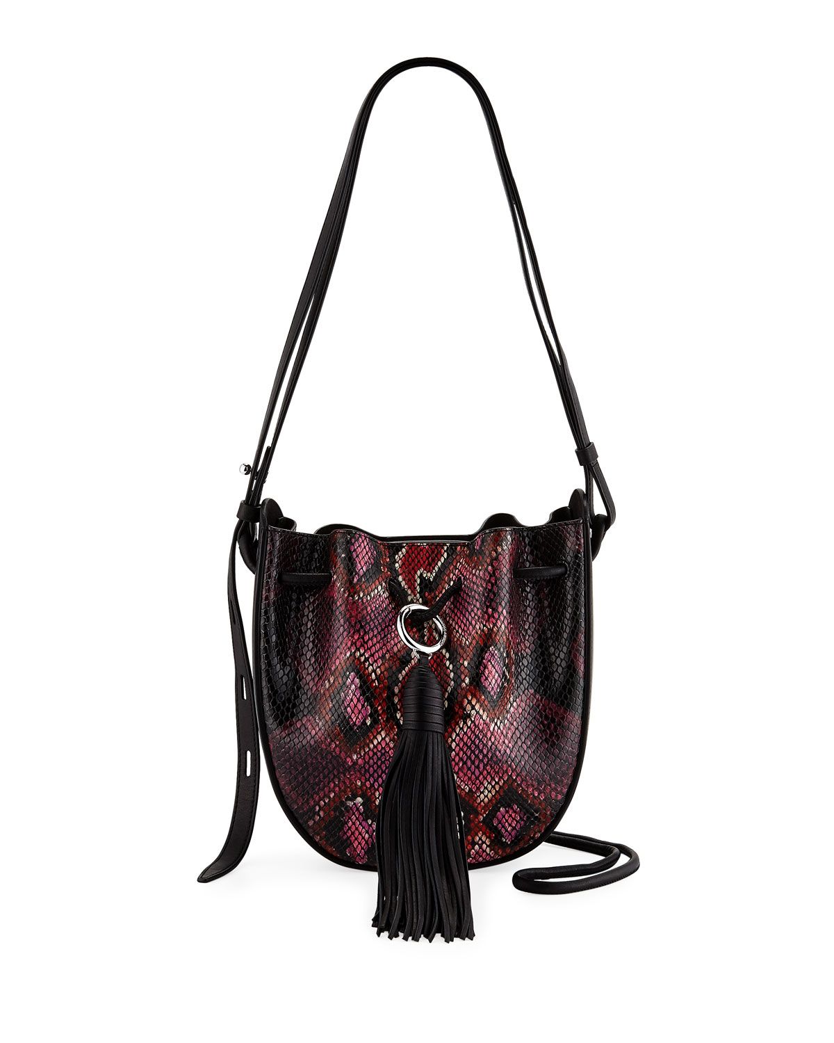 Lulu Snake-Print Leather Tassel Crossbody Bag | Neiman Marcus