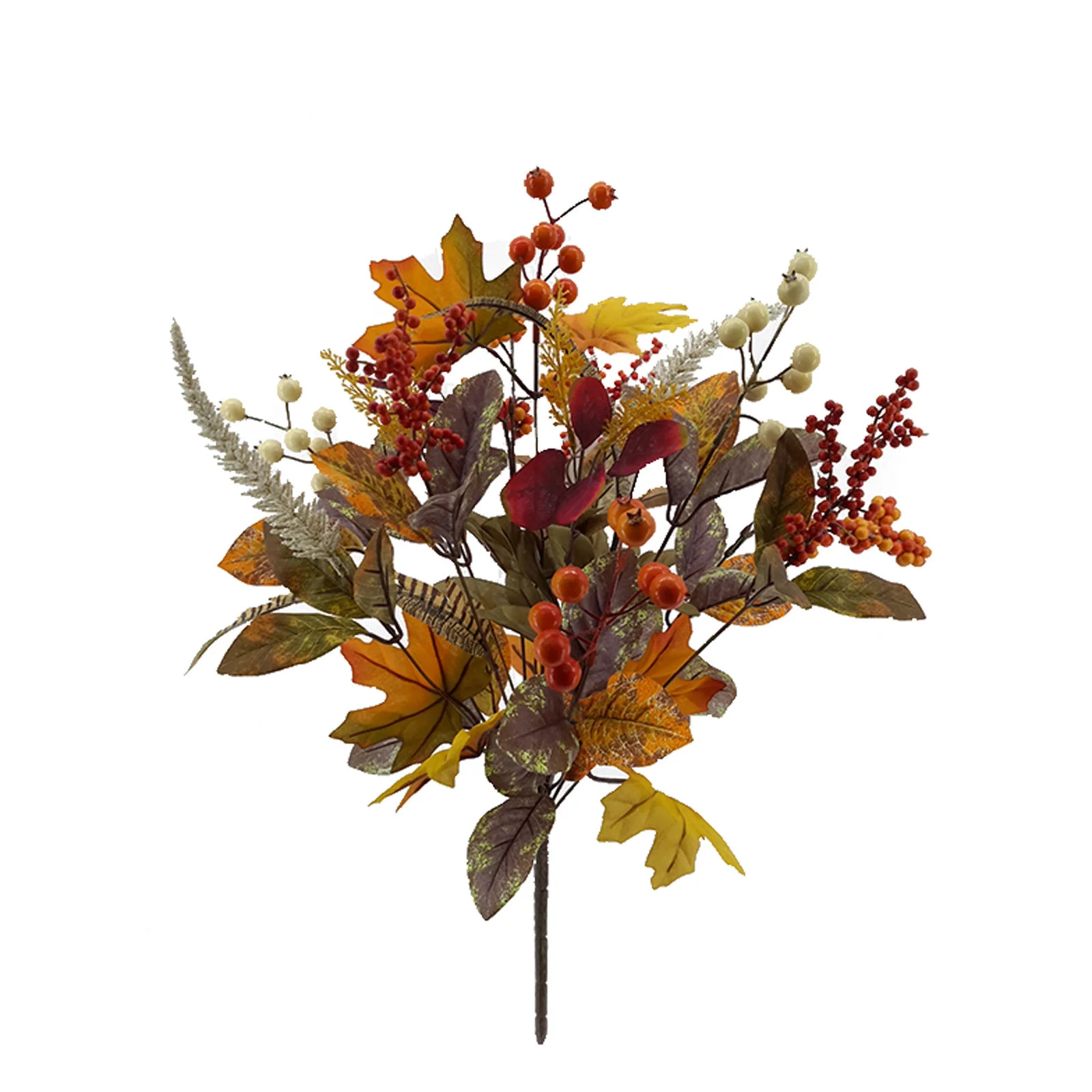 Mainstays 22.5in Indoor Artificial Orange Berry and Leaves Faux Floral Bouquet | Walmart (US)