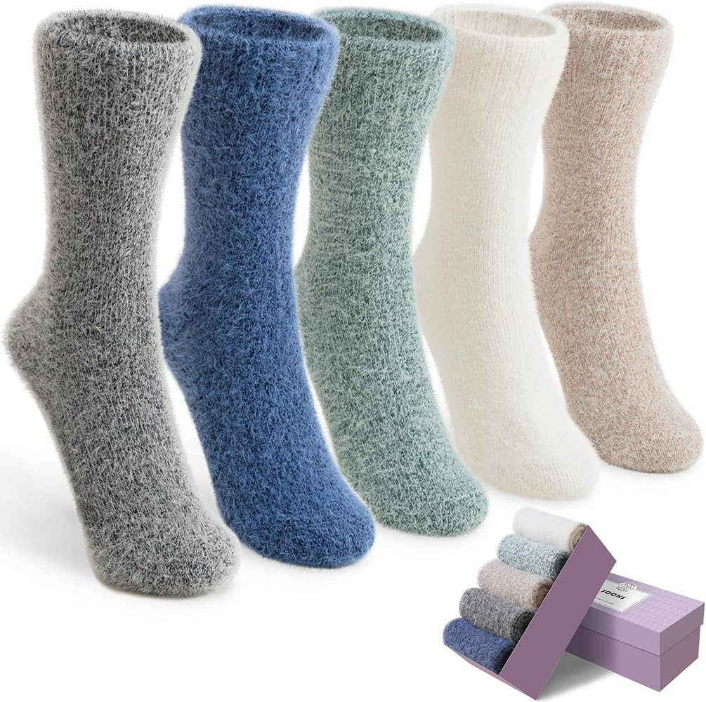 SISOSOCK Fuzzy Cozy Warm Socks for Women-Winter Home Thick Wool Soft Sleeping Socks-Perfect Gifts... | Amazon (US)