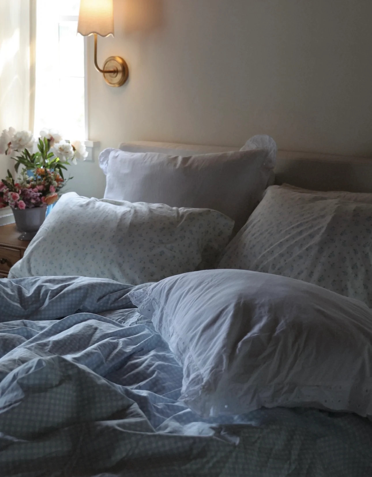 Floral Pillow Cases - Powder Blue | Dairy Boy