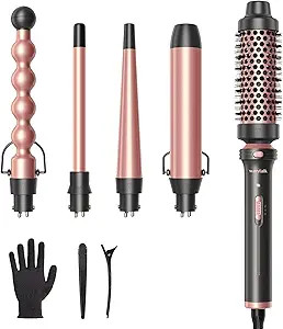 Wavytalk 5 in 1 Curling Iron,Curling Wand Set with Curling Brush and 4 Interchangeable Ceramic Cu... | Amazon (US)