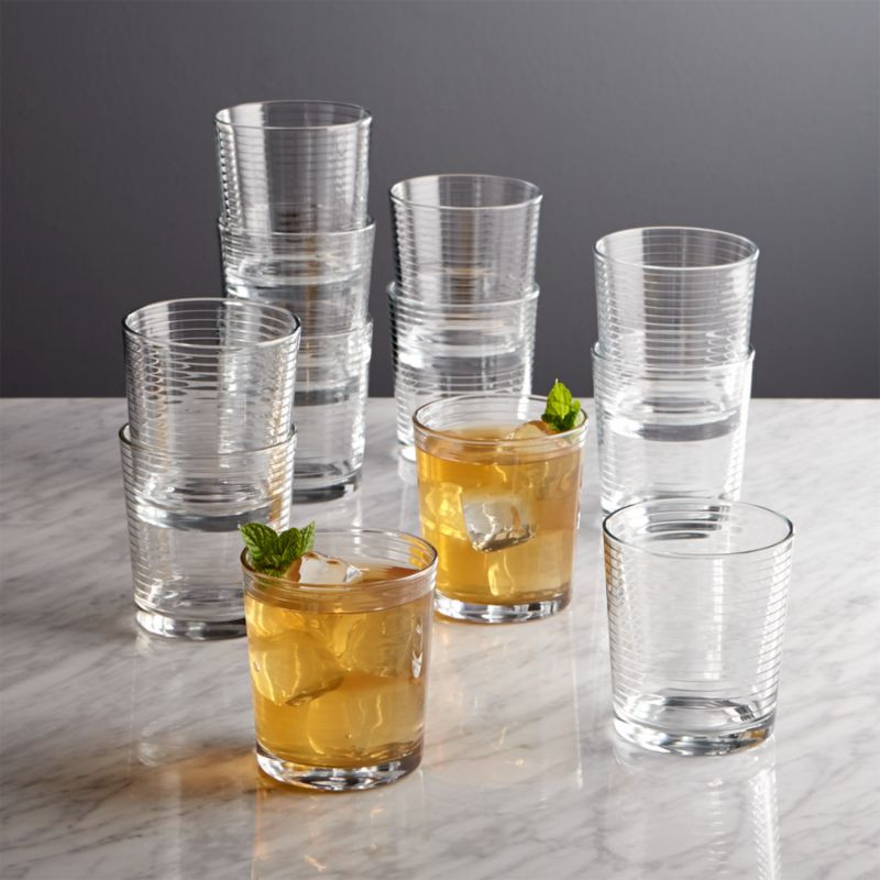 Rings 12-Oz. Double Old-Fashioned Glasses, Set of 12 + Reviews | Crate & Barrel | Crate & Barrel