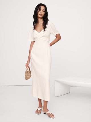 Linen Sweetheart Long Midi Dress | Banana Republic (CA)