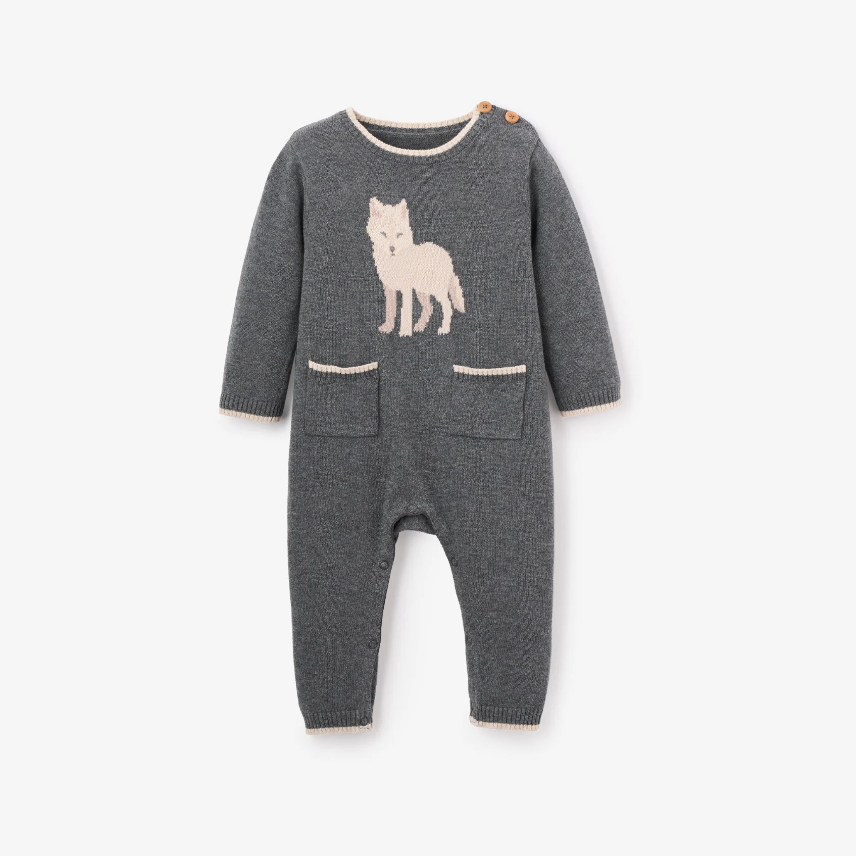 Wolf Knit Baby Jumpsuit | Elegant Baby