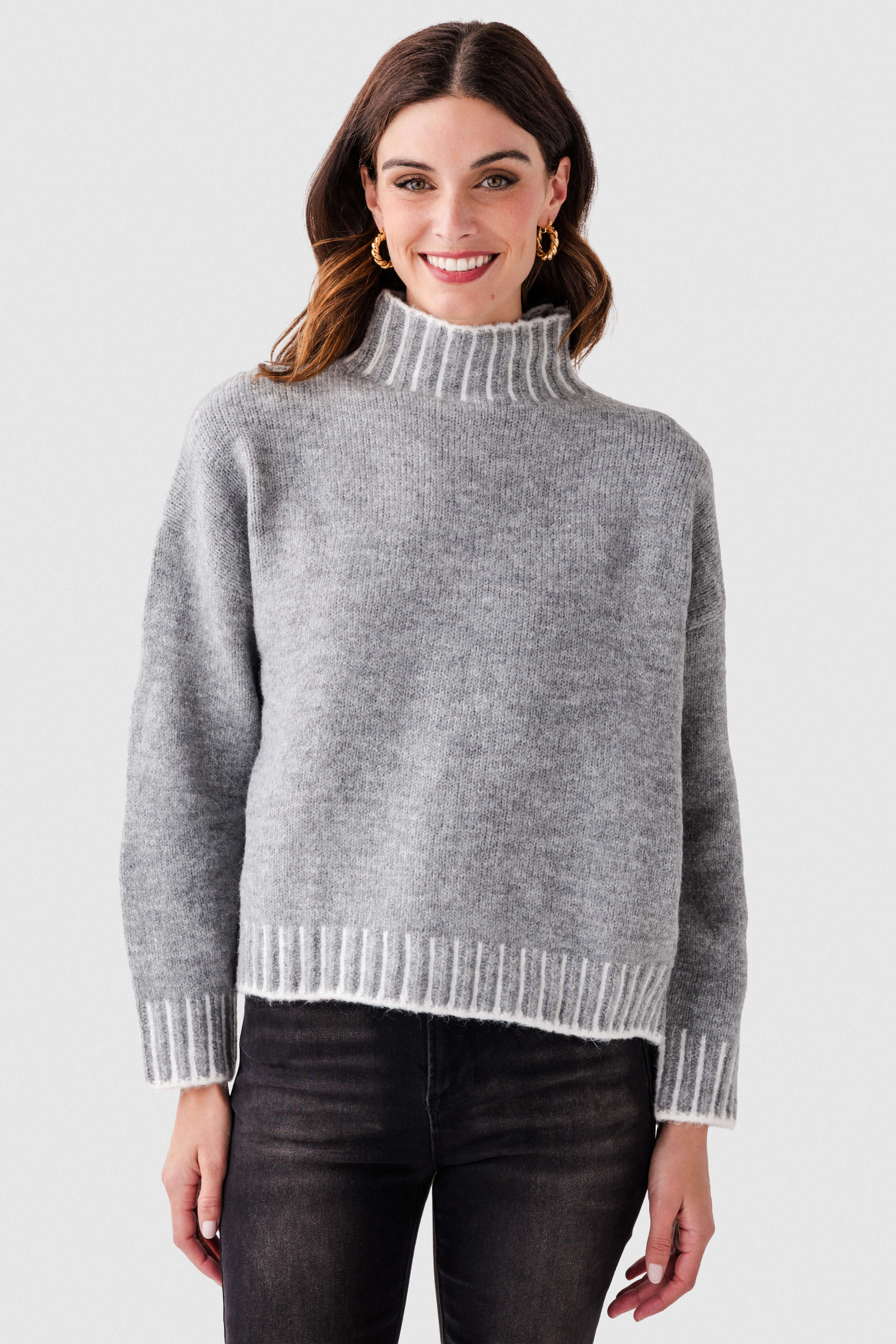 Elan Stitching Detail Turtleneck | Social Threads