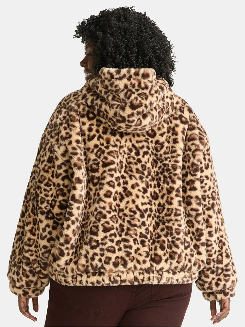 Time and Tru Women's and Women's Plus Faux Fur Hoodie Jacket, Sizes XS-2X | Walmart (US)