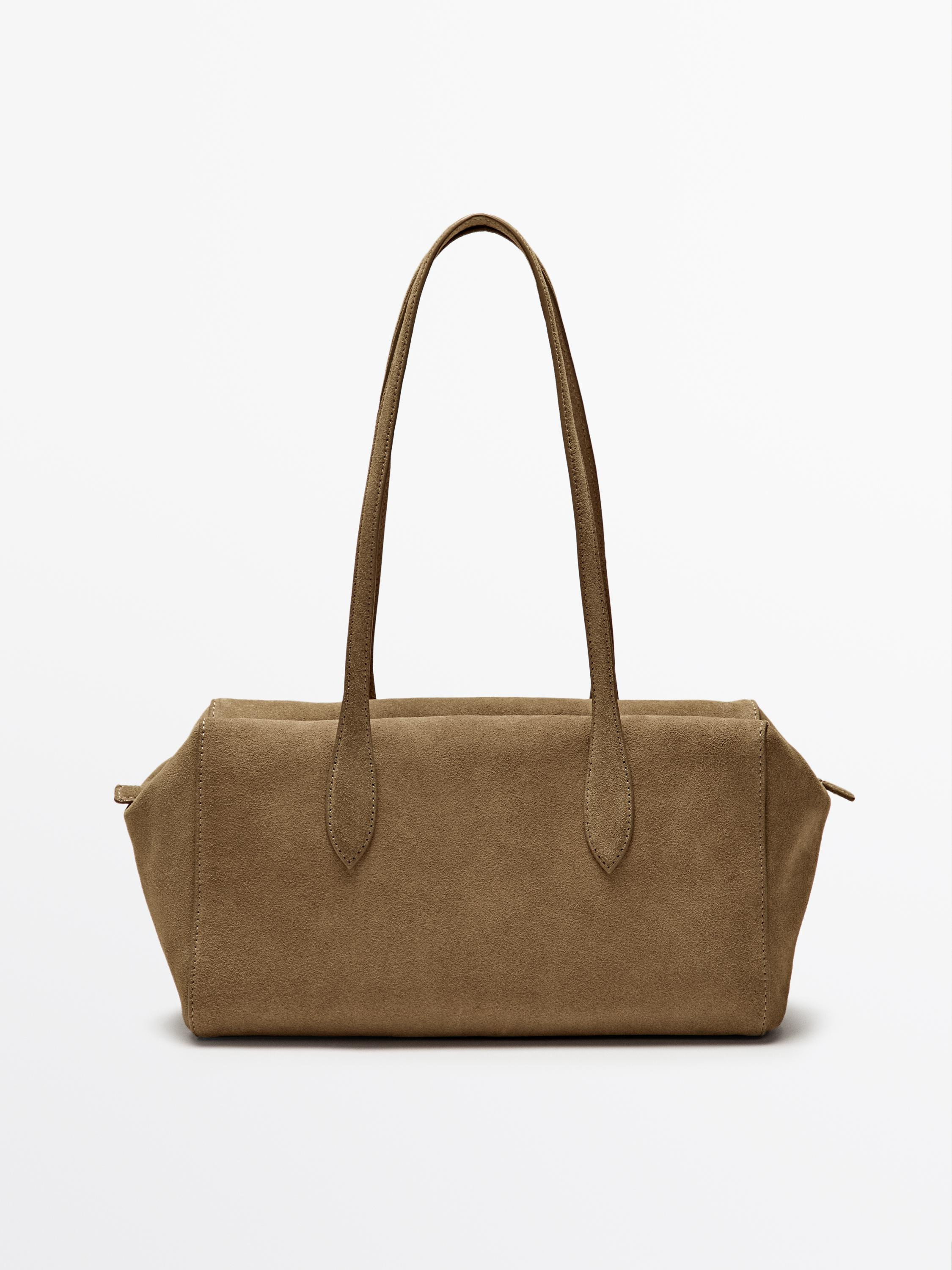 Split suede satchel bag | Massimo Dutti US