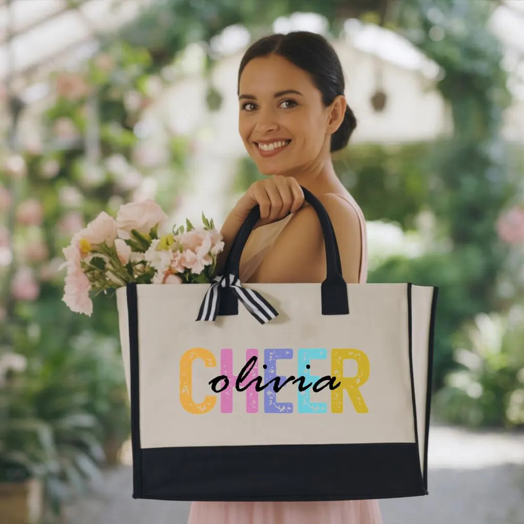 Custom Cheerleading Canvas Tote with Name, Game Day Bag | Etsy (US)