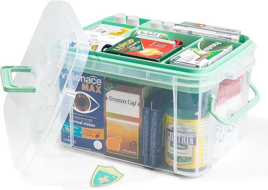 15qt Clear Medicine Organizer Storage Box with Tray, Plastic First Aid Box Empty, Thickened Medic... | Amazon (US)