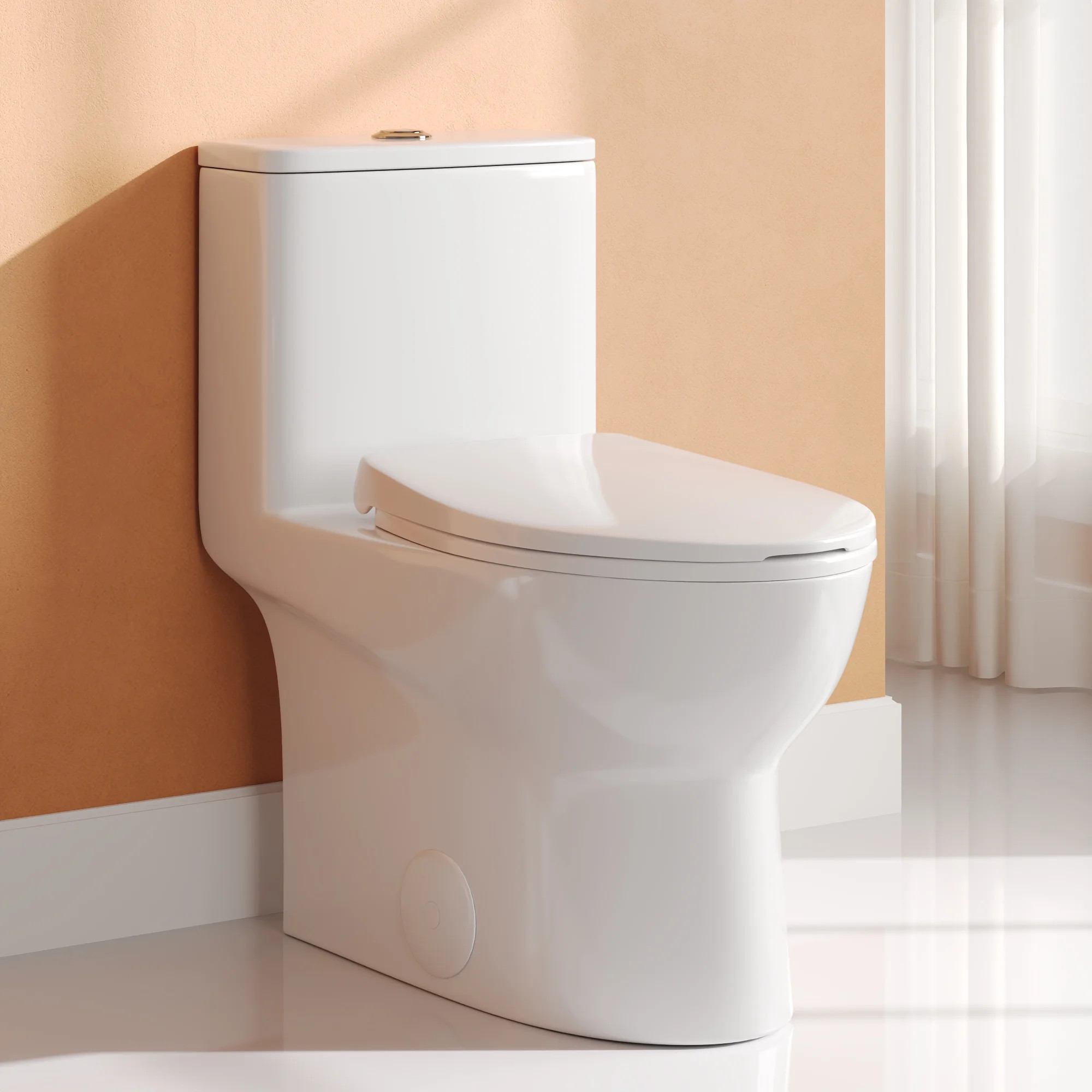 Ally Dual-Flush Elongated One-Piece Toilet with Glazed Surface Modern Toilet with Comfort Seat Height (Seat Included) | Wayfair North America