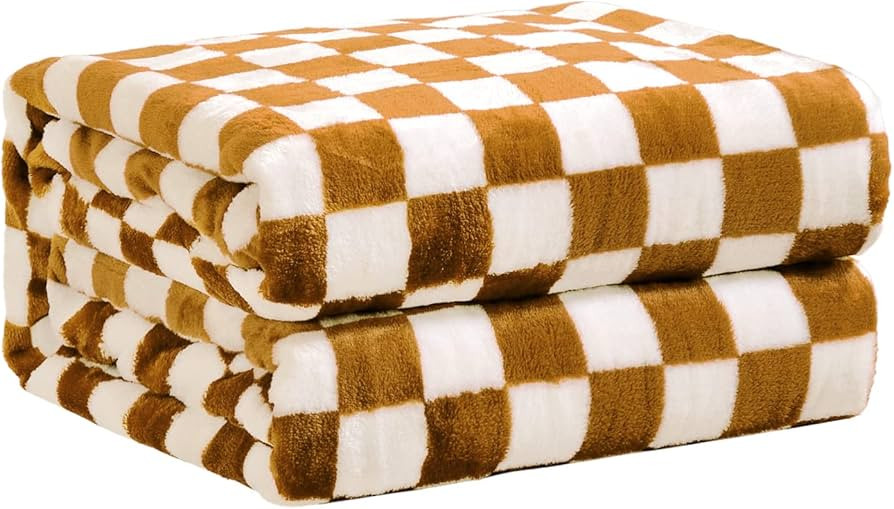 FY FIBER HOUSE Checkered Flannel Fleece Throw Blanket Soft Cozy Checkerboard Grid Print Chessboar... | Amazon (US)