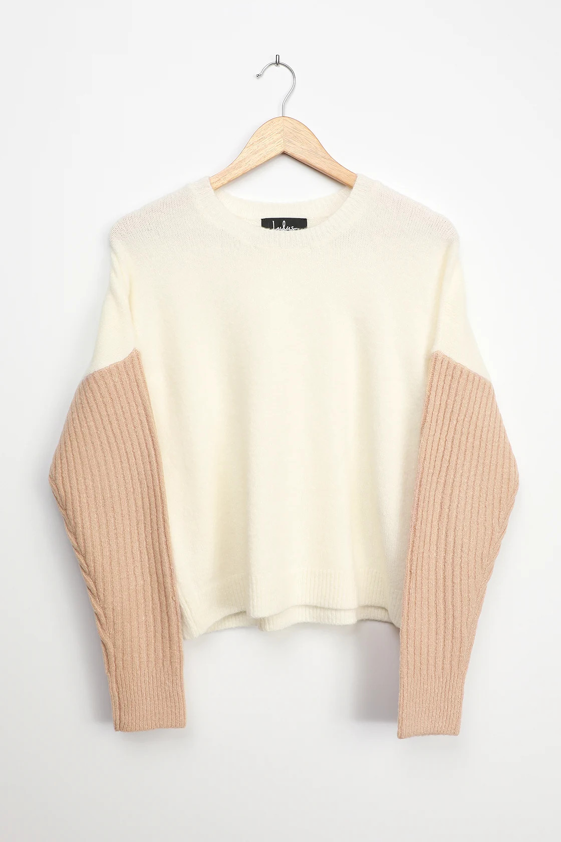 Nancie White and Beige Colorblock Sweater | Lulus (US)