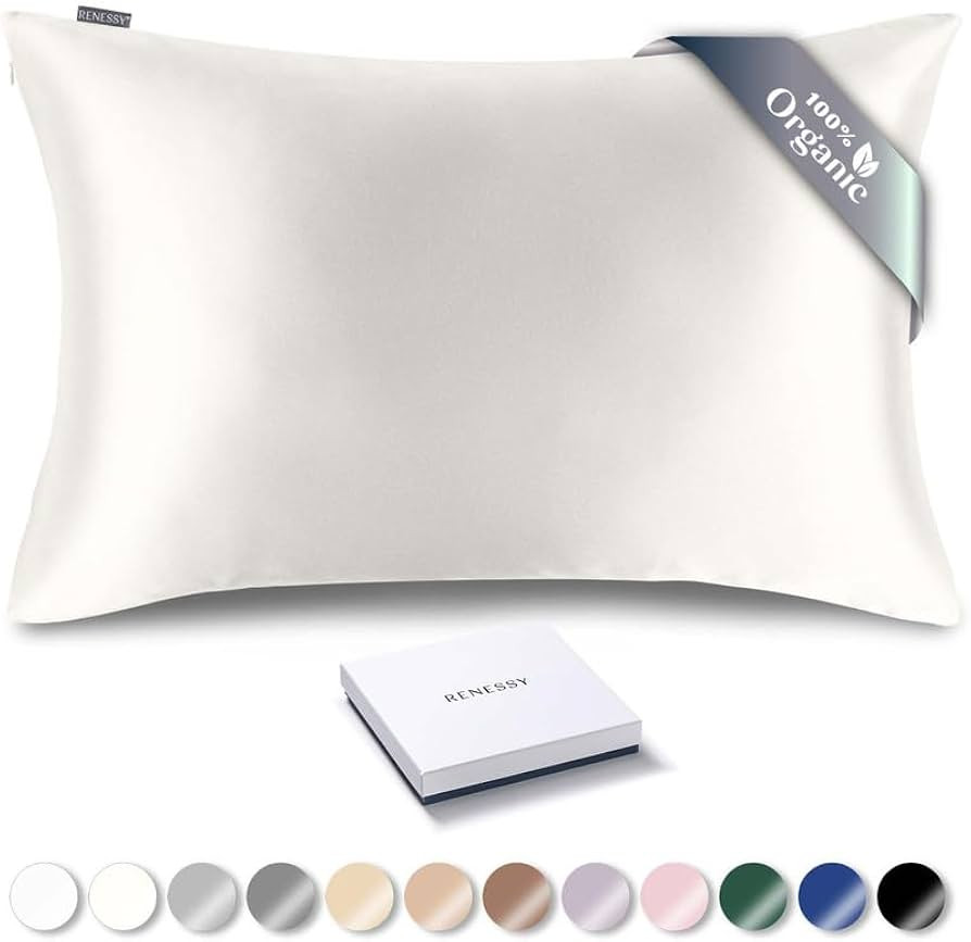 Organic Silk Pillowcase - 100% Organic Mulberry Silk, 22 Momme, Naturally Hypoallergenic, Promote... | Amazon (US)