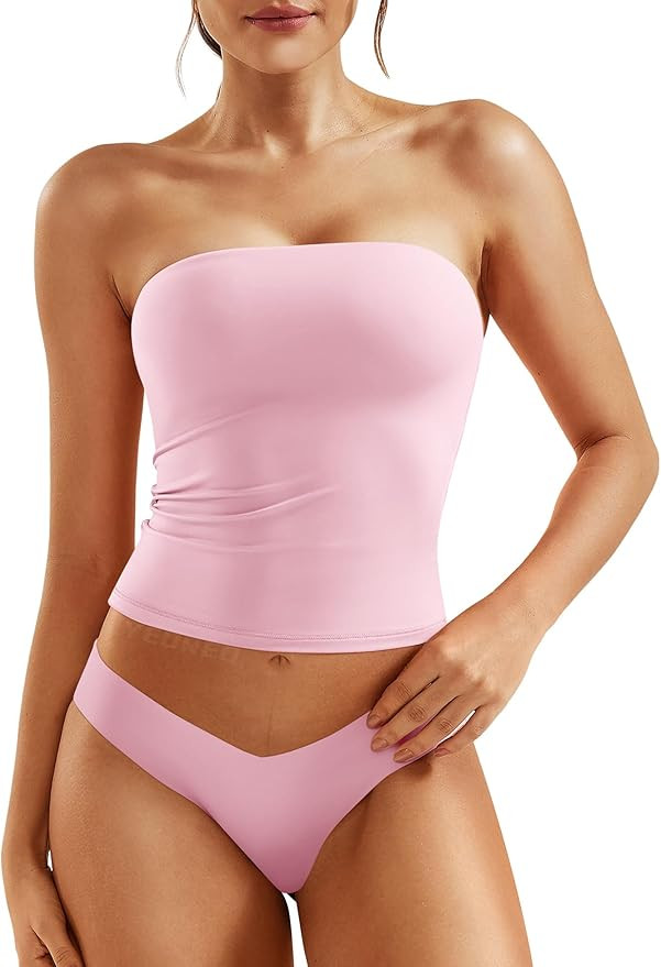 YEOREO Women's Double Lined Tube Tops Full Length Fitted Sexy Sophie Tops Strapless Non See Throu... | Amazon (CA)