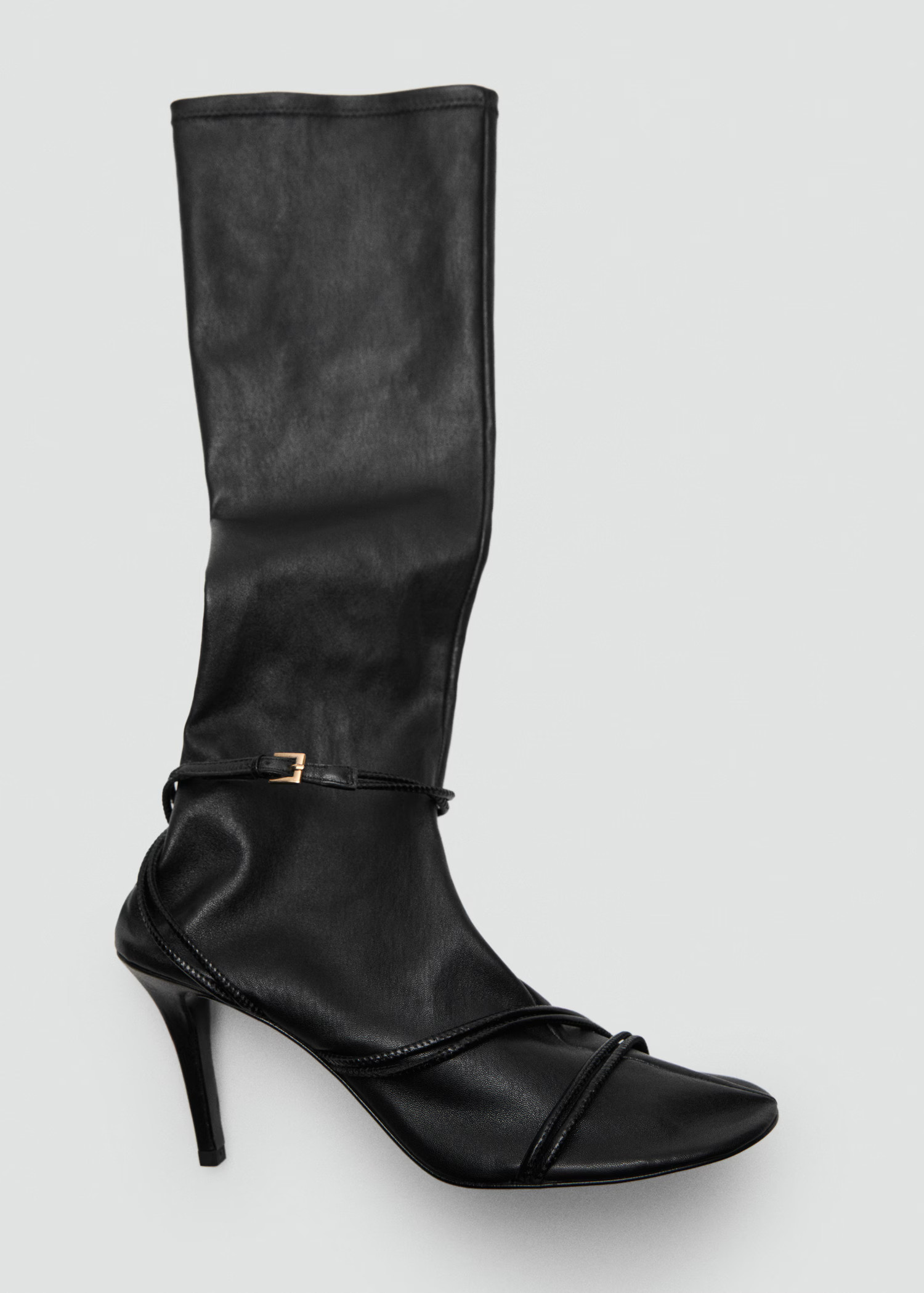 High leather boots with straps | MANGO (UK)