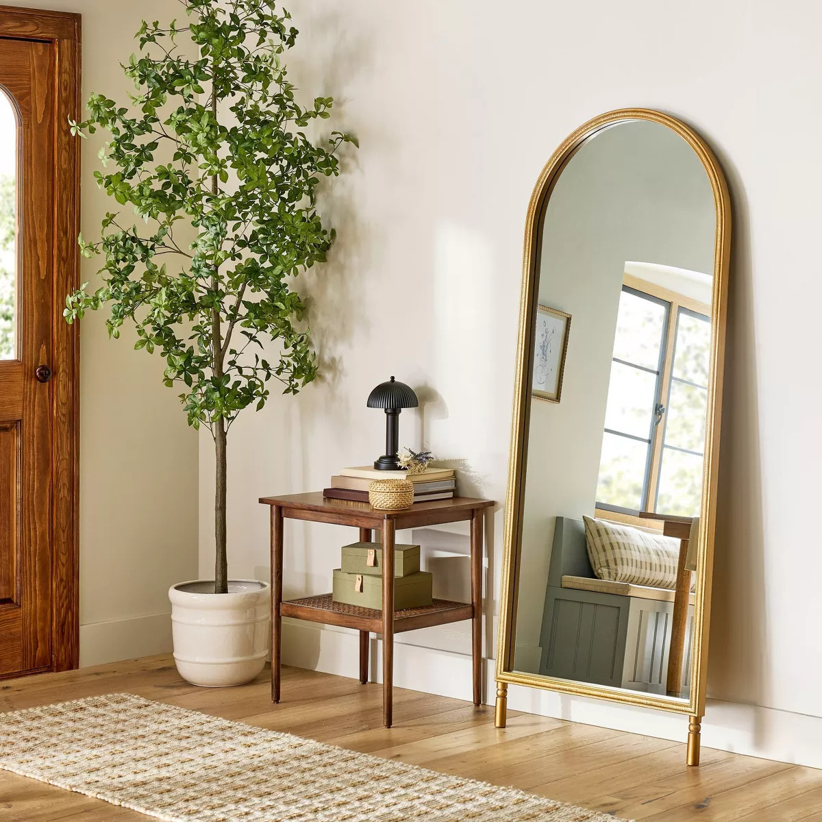 Arched 28"x70" Wood Framed Leaner Mirror Brass - Hearth & Hand™ with Magnolia | Target