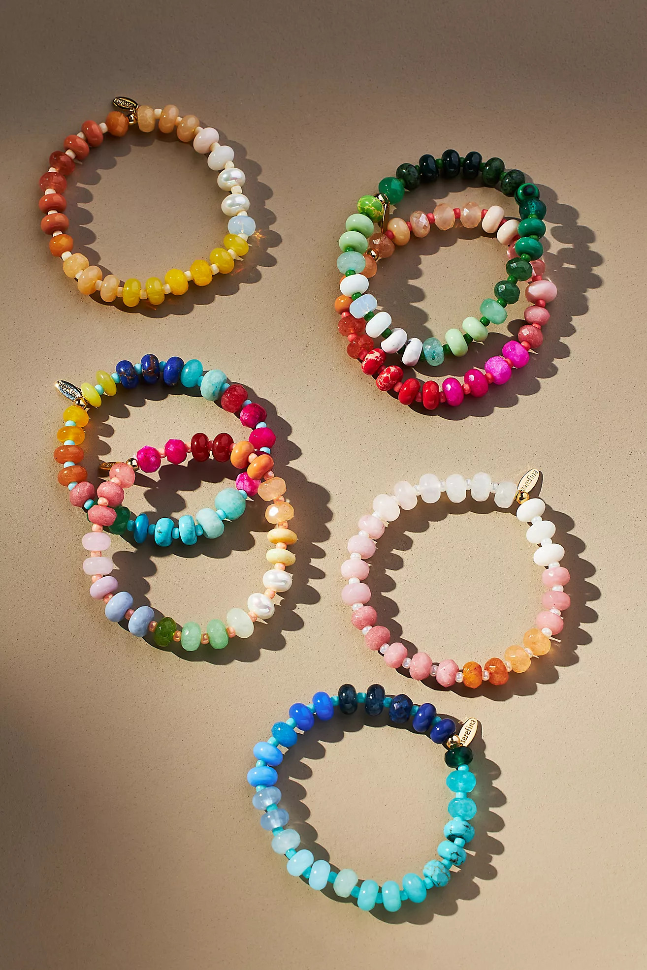 Multi-Color Semi-Precious Beaded Stretch Bracelet | Anthropologie (US)