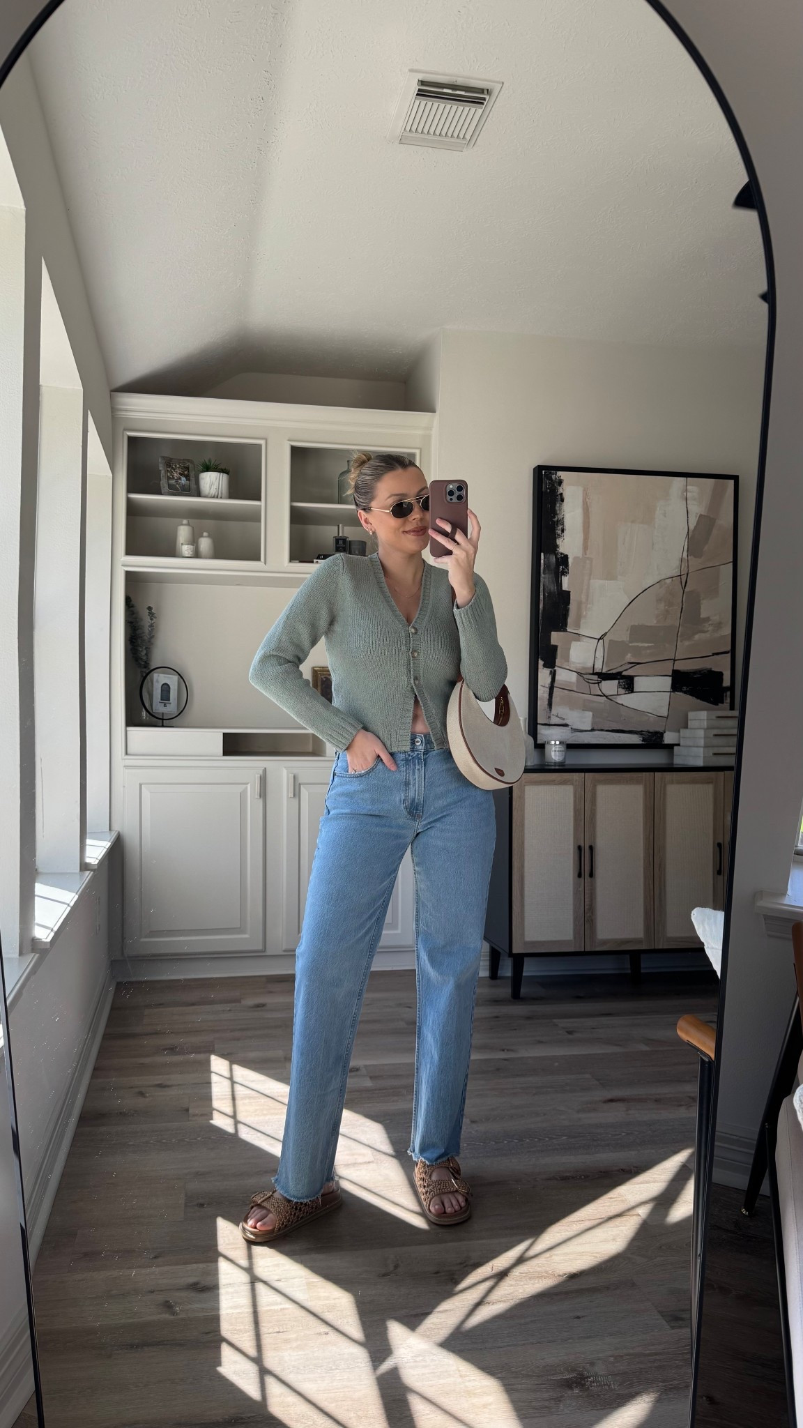Casual spring outfit | jeans in size 27 - they run true to size but I sized up one for postpartum, sweater in size S, sandals are tts. 

#LTKSpringSale #LTKStyleTip #LTKSeasonal