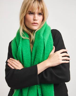 Green Super Soft Fluffy Blanket Scarf | Simply Be (UK)