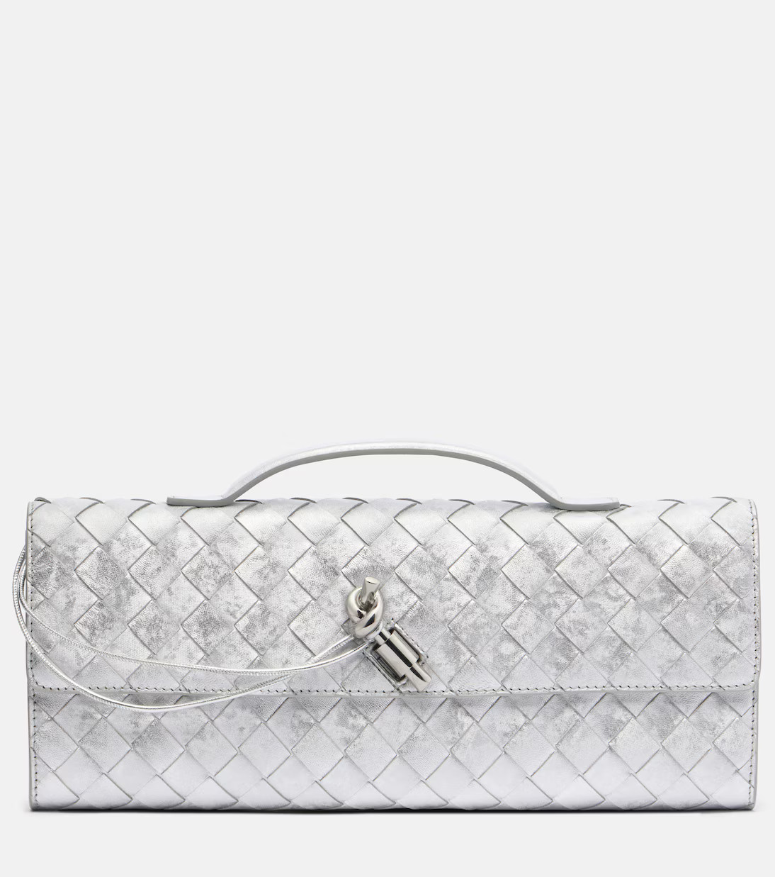 Andiamo Intrecciato metallic leather clutch | Mytheresa (UK)