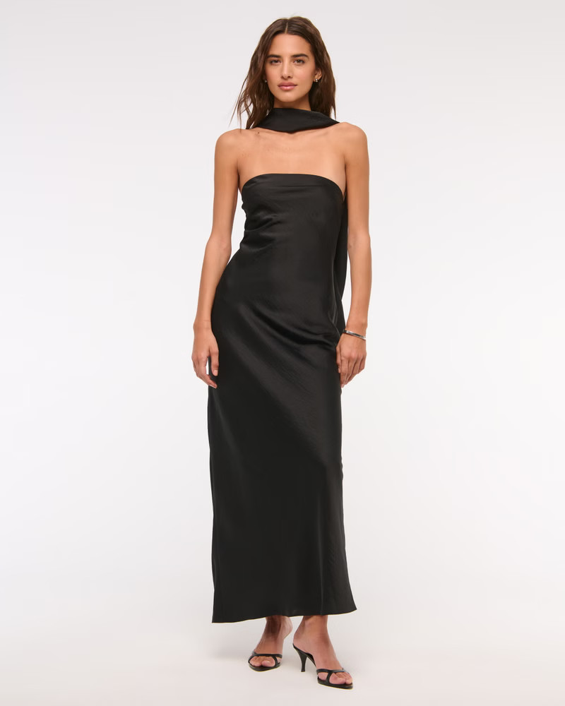 Women's The A&F Julia Slip Strapless Scarf Maxi Dress | Women's The A&F Wedding Shop | Abercrombi... | Abercrombie & Fitch (US)