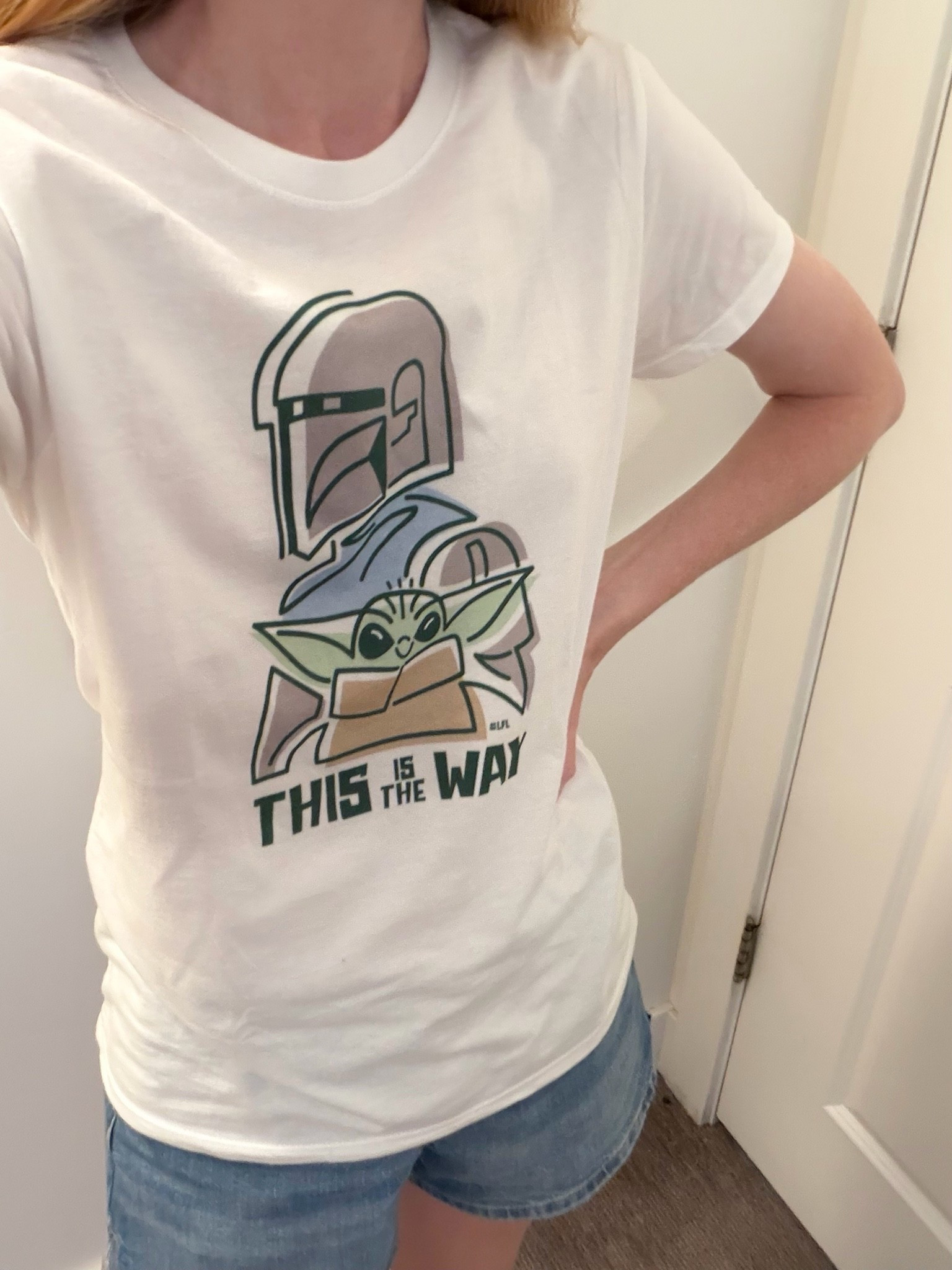 The Mandalorian & Grogu outfit with a tee and denim shorts 💚🤎

#LTKootd #LTKgrwm #LTKTravel