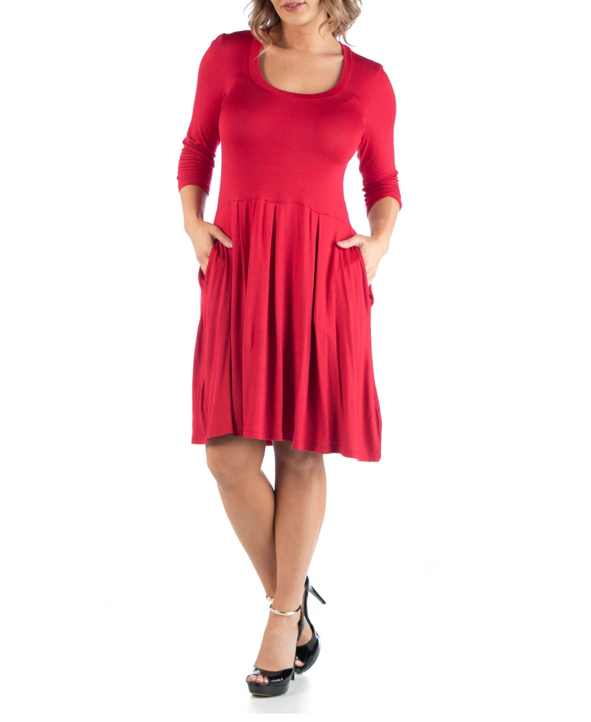 Women's Plus Size Fit and Flare Dress - Red | Macy's