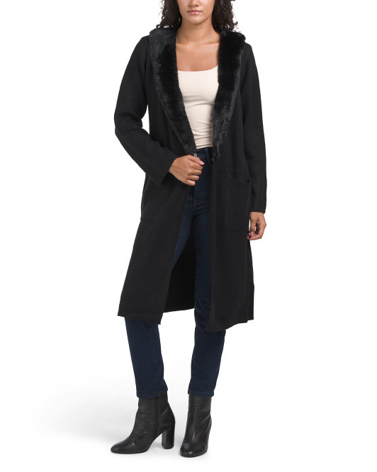Faux Fur Collar Coatigan | TJ Maxx