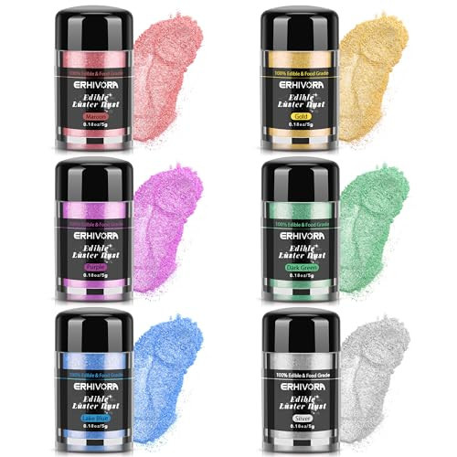 Edible Glitter for Cocktails Cakes Drinks, Green Edible Glitter, Gold Edible Glitter, Silver Edible Glitter, Blue Edible Glitter, Red Edible Glitter, Purple Edible Glitter 6 Colors | Amazon (US)