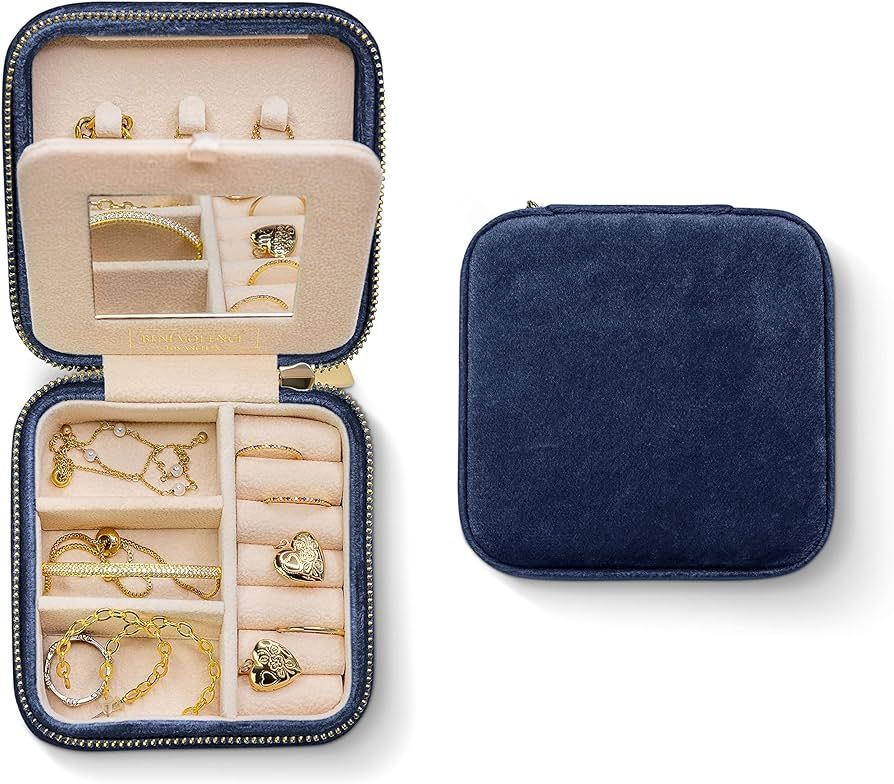 Plush Velvet Travel Jewelry Box Organizer | Travel Jewelry Organizer Box, Travel Jewelry Case | S... | Amazon (US)
