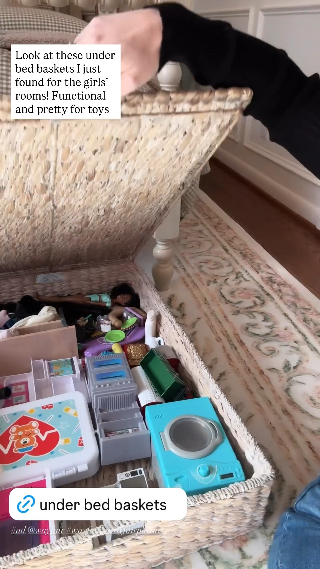 One of my sneaky / pretty ways I store toys in plain site all around our house using lidded under bed baskets from @wayfair #ad #wayfair #wayfairpartner


#LTKKids #LTKSaleAlert #LTKHome