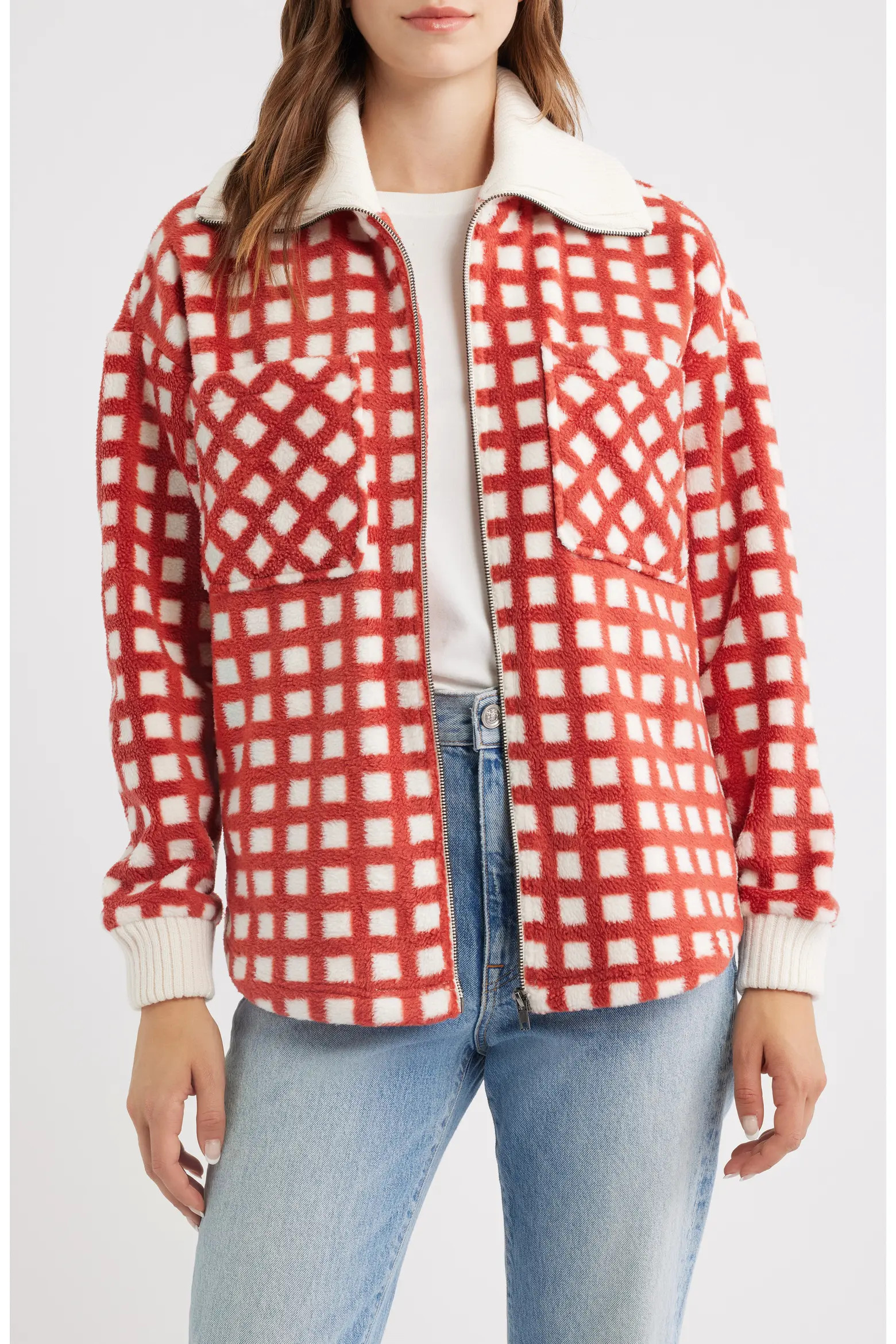 Plaid Fleece Jacket (Women) | Nordstrom | Nordstrom