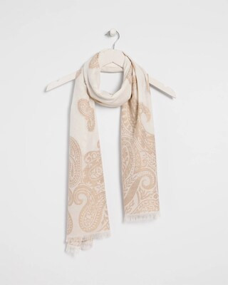 Women's Paisley Jacquard Oblong Scarf in Neutral | Chico's | Chico's
