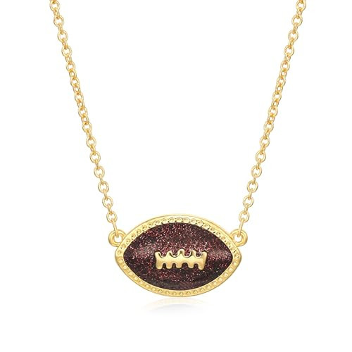 Semoya Gold Football Necklace for Women Girls, Football Accessories Stuff Mom Pendant Chain Jewelry Themed Team Players Mothers Day Easter Graduation Gifts Teen Teenage Kids Girls Age Daughter | Amazon (US)