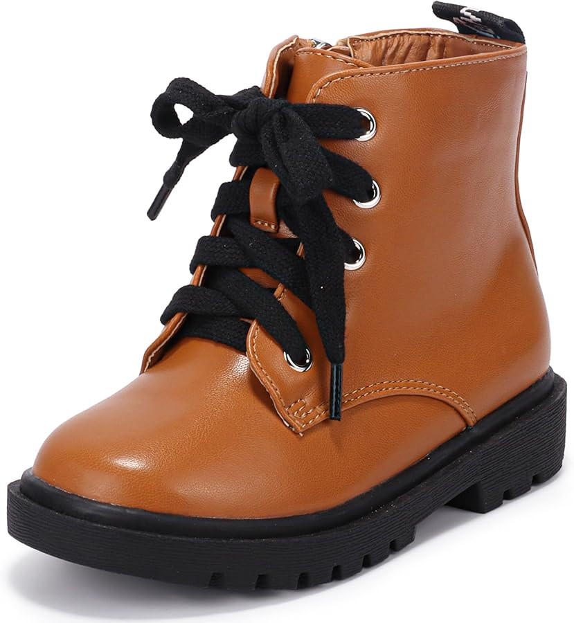 PANDANINJIA Christina Boys Girls Short Ankle Boots Fashion Dress Booties Waterproof Combat Shoes ... | Amazon (US)