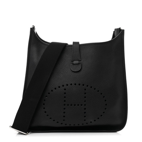 Taurillon Clemence EVELYNE III GM Black | FASHIONPHILE (US)