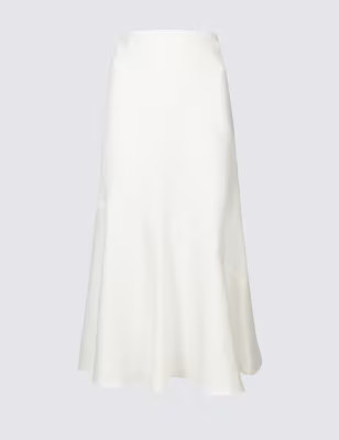 Linen Blend Bias Cut A-Line Midi Skirt | Marks & Spencer (UK)