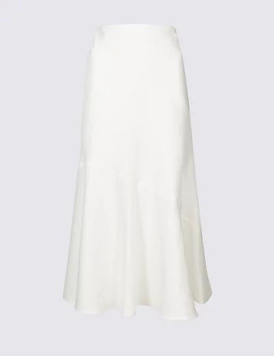 Linen Blend Bias Cut A-Line Midi Skirt | Marks & Spencer (UK)