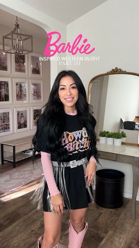 BARBIE INSPIRED WESTERN OUTFIT 🤠 | PART III
Are you sick of me yet?! 🤪 Found this cute ass tee (*sized up to a large)on @shopwhiskeydarling site and paired it with their sheer layering top! Linking a similar belt and pink Barbie boots in bio! @ariatinternational 

#barbie #hibarbie #hiken #barbiethemovie #barbiestyle #barbieoutfit #barbiedoll #barbiegirl #westernbarbie #cowgirlbarbie #concertoutfit #cowgirlboots #westernfashion #cowgirlchic country concert outfit | country concert ootd | morgan wallen concert outfit | cowgirl boots outfit | cowgirl style | cowgirl chic | western fashion inspo | western outfit | western style

#LTKunder50 #LTKSeasonal #LTKshoecrush