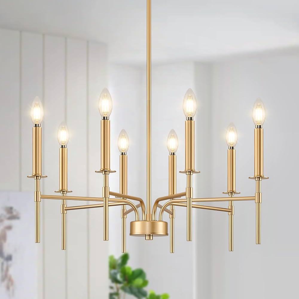 8 Light Gold Chandelier Light Fixture, Modern Farmhouse Chandeliers for Dining Room Light Fixture... | Amazon (US)