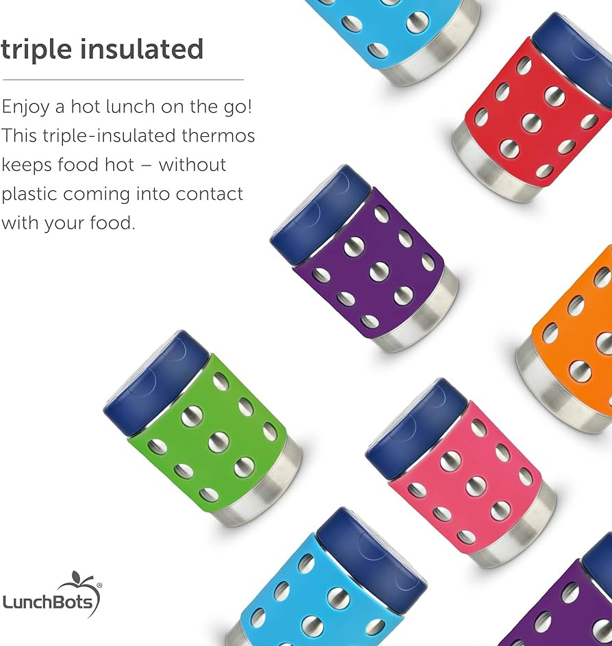 LunchBots Thermal 16 oz Triple Insulated Thermos - Hot 6 Hours or Cold 12 Hours - Leak Proof Ther... | Amazon (US)