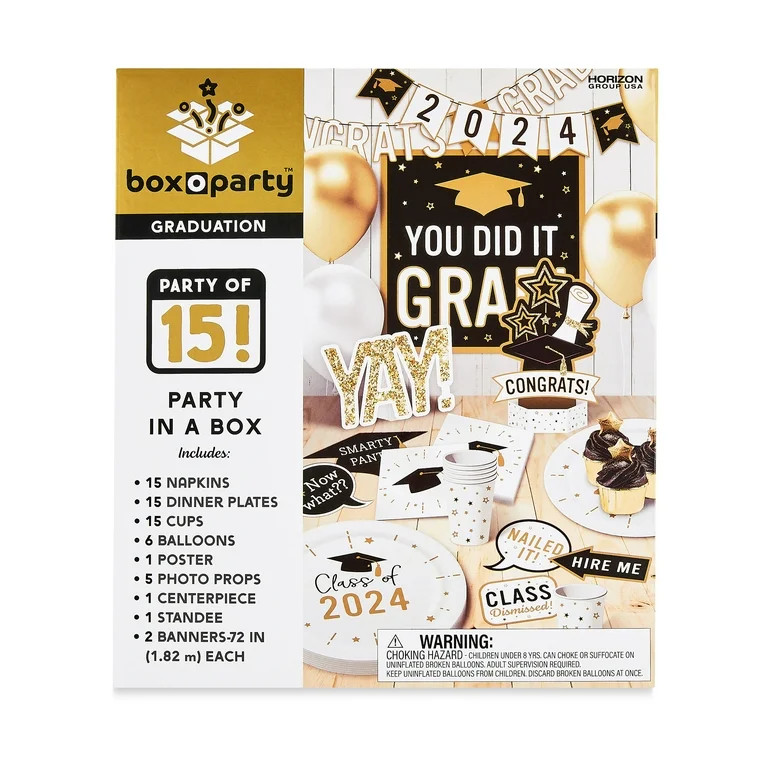 Box O Party 2024 Graduation Party In a Box, 61-Piece Paper Set - Walmart.com | Walmart (US)