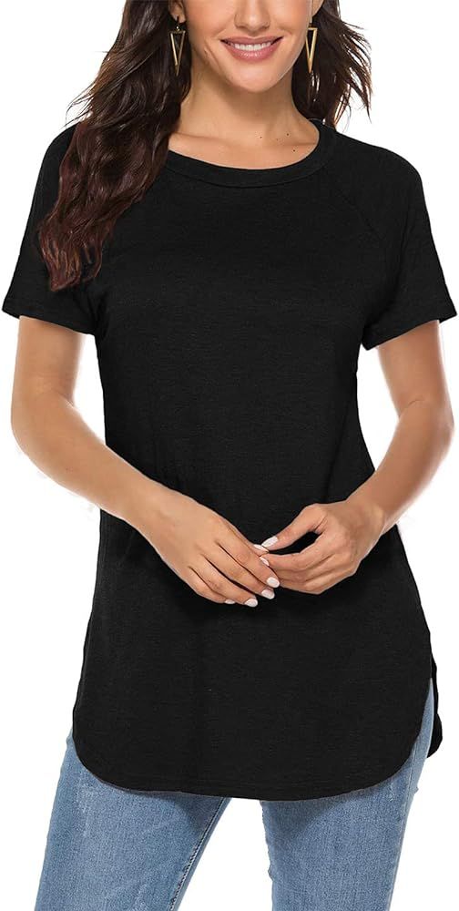 Newchoice Women's Casual Batwing Long Sleeve T Shirt Round Neck Basic Loose Tunic Tops | Amazon (US)