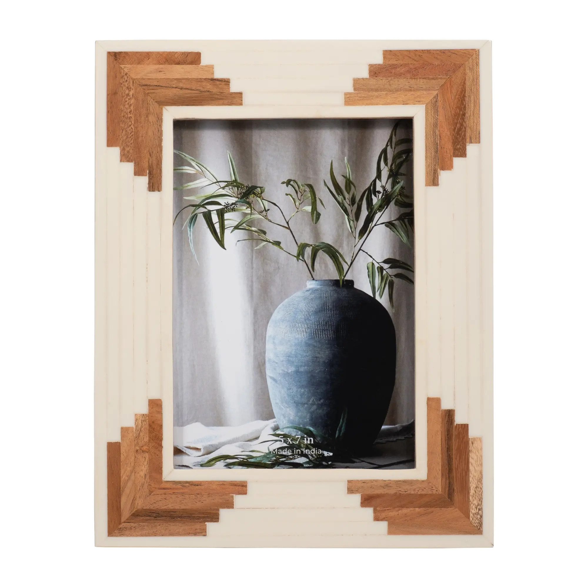 Resin, 5x7 Cascading Wood Photo Frame, White | Homethreads