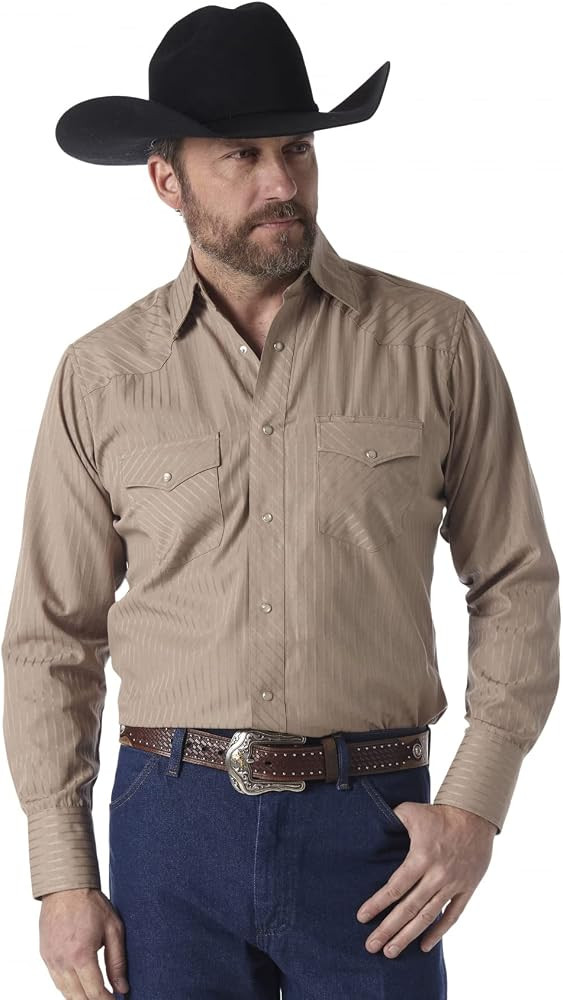 Wrangler Men's Sport Western Two Pocket Long Sleeve Snap Shirt | Amazon (US)