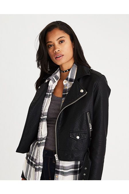 AE Faux-Leather Moto Jacket | American Eagle Outfitters (US & CA)