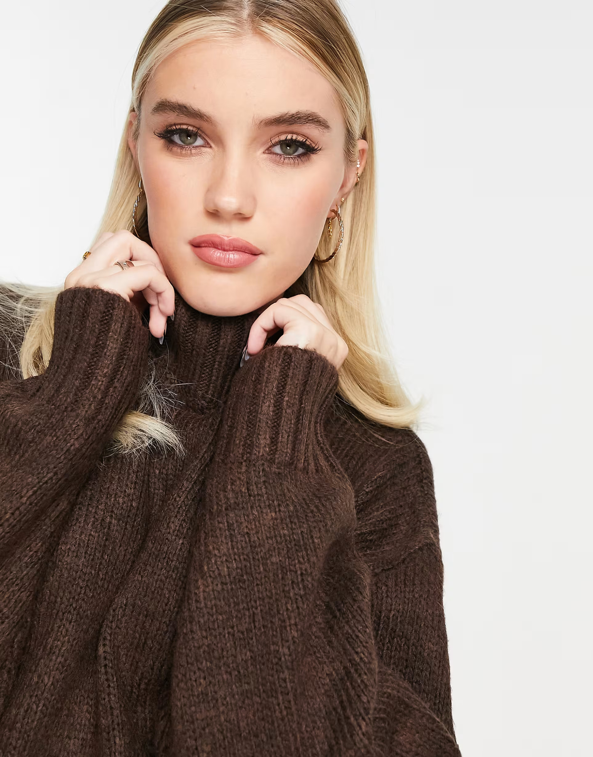 ASOS DESIGN high neck sweater in brown | ASOS (Global)