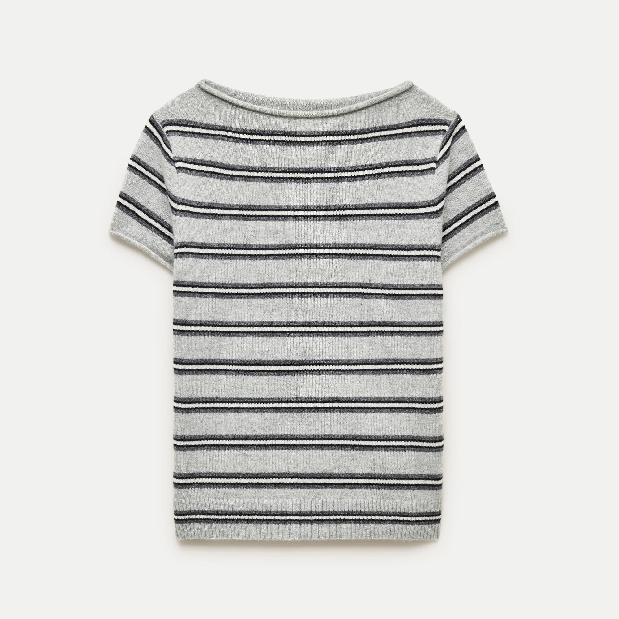 Rolled cashmere boatneck sweater-tee in stripe | J. Crew US