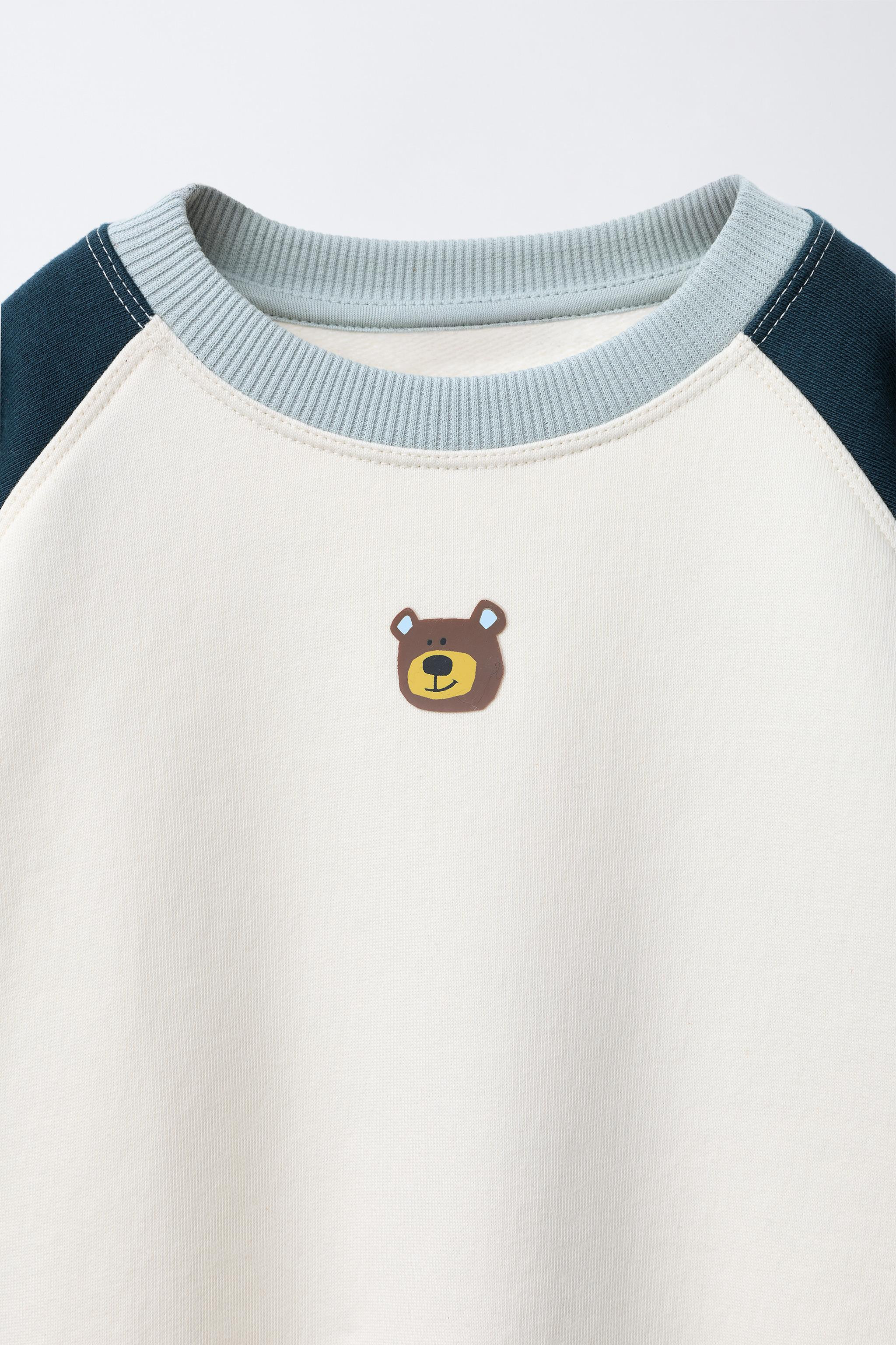 COLOR BLOCK BEAR SWEATSHIRT AND JOGGER PANTS SET | Zara US