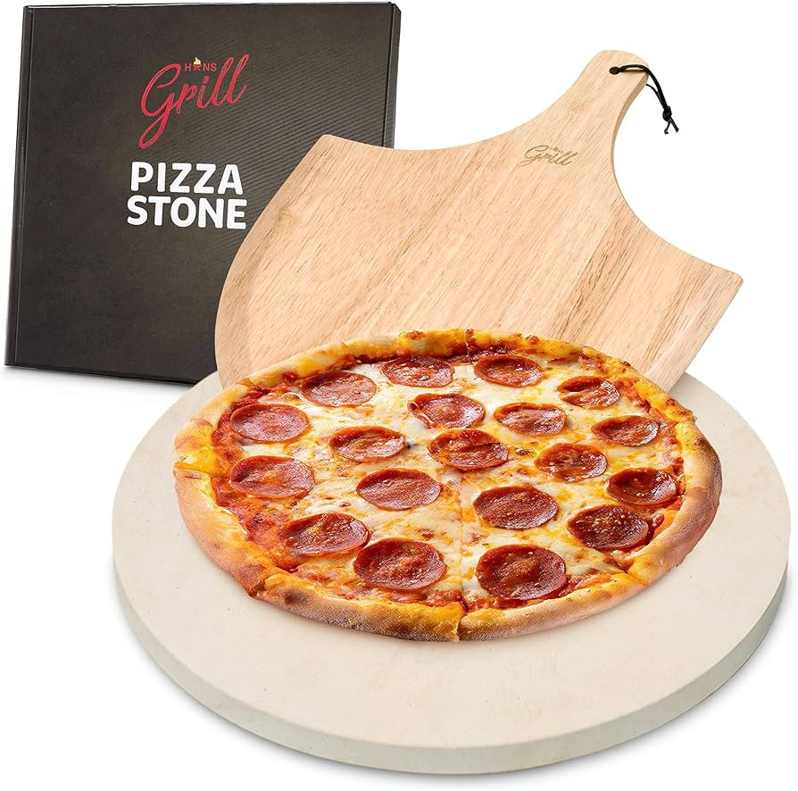 HANS GRILL PIZZA STONE | Circular Pizza Stone For Oven Baking & BBQ Grilling With Free Wooden Pee... | Amazon (US)